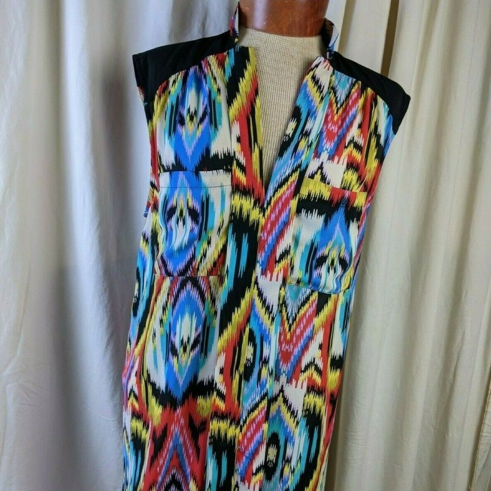 Anthro Damask Tunic w Mock Collar